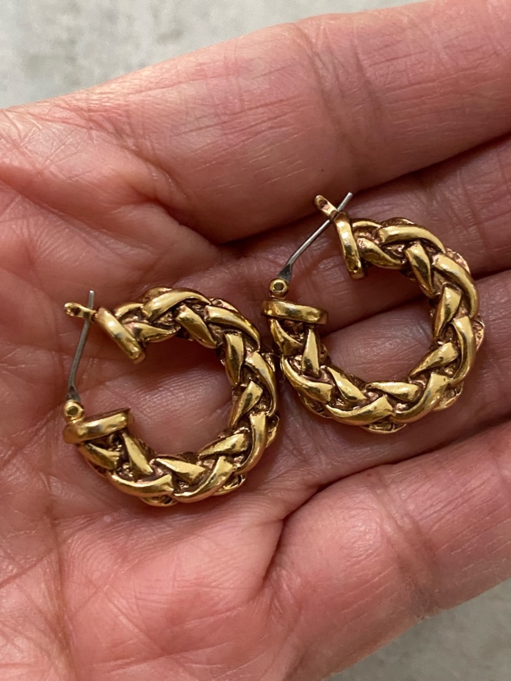 RLL Ralph Lauren Gold Braided Hoop Earrings - Women’s Fashion Jewelry - Picture 2 of 5